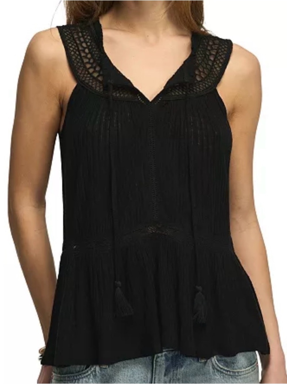 NWOT LUCKY BRAND PEBLUM LACE TRIMMED SLEEVELESS TANK